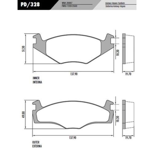 JGO. PASTILLAS FRENO SEAT TOLEDO  139X49X17MM (20887/20888) C/SEGURO SUELTO  VW GOLF 93
