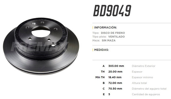 DISCO DE FRENO TRASERO CHEVROLET CAPTIVA 2.4/3.6 2008-