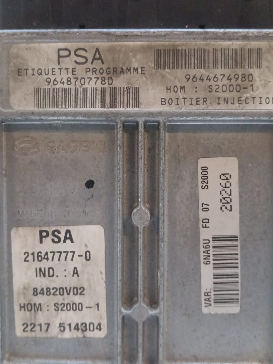Centralita Motor Uce Peugeot 406 Berlina (S1/S2) 1995-2005 SVDT 2.0L 80kW 9648707780