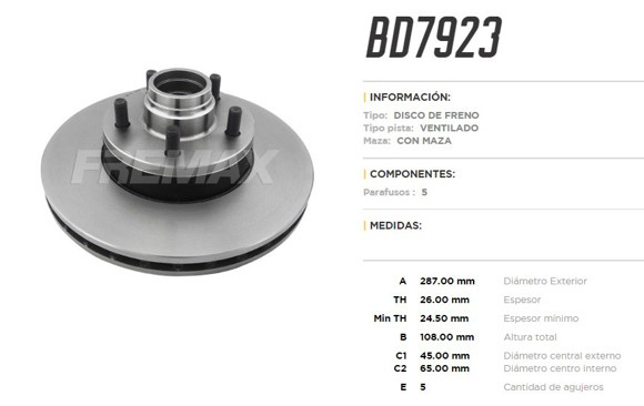 DISCO DE FRENO DEL. FORD RANGER/EXPLORER 4X2 1995 (VENT.)