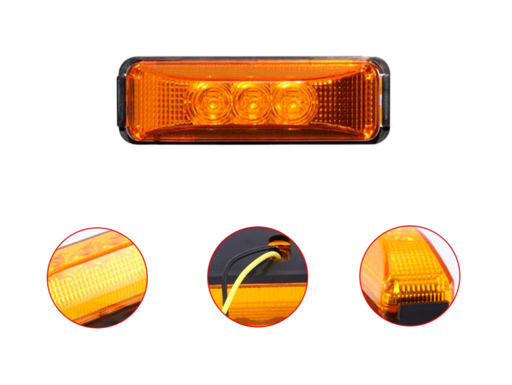 FARO LATERAL UNIV. RECT. LED AMBAR 12/24V. C/U