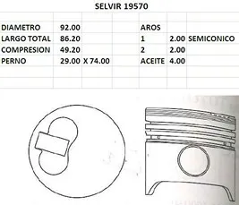 PISTONES  92mm TOYOTA HILUX (2LT)  STD