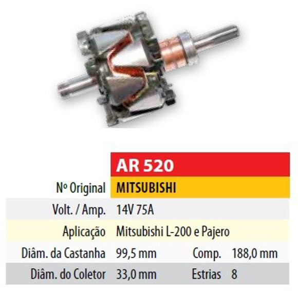 ROTOR 12V 75AMP MITSUBISHI L200/MONTERO (99,5X33X188)