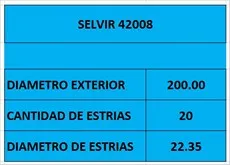 Disco de embrague de 200 mm con 20 estrías