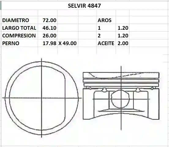 PISTONES  72mm FIAT 1.4 FIRE FLEX PALIO-SIENA  STD