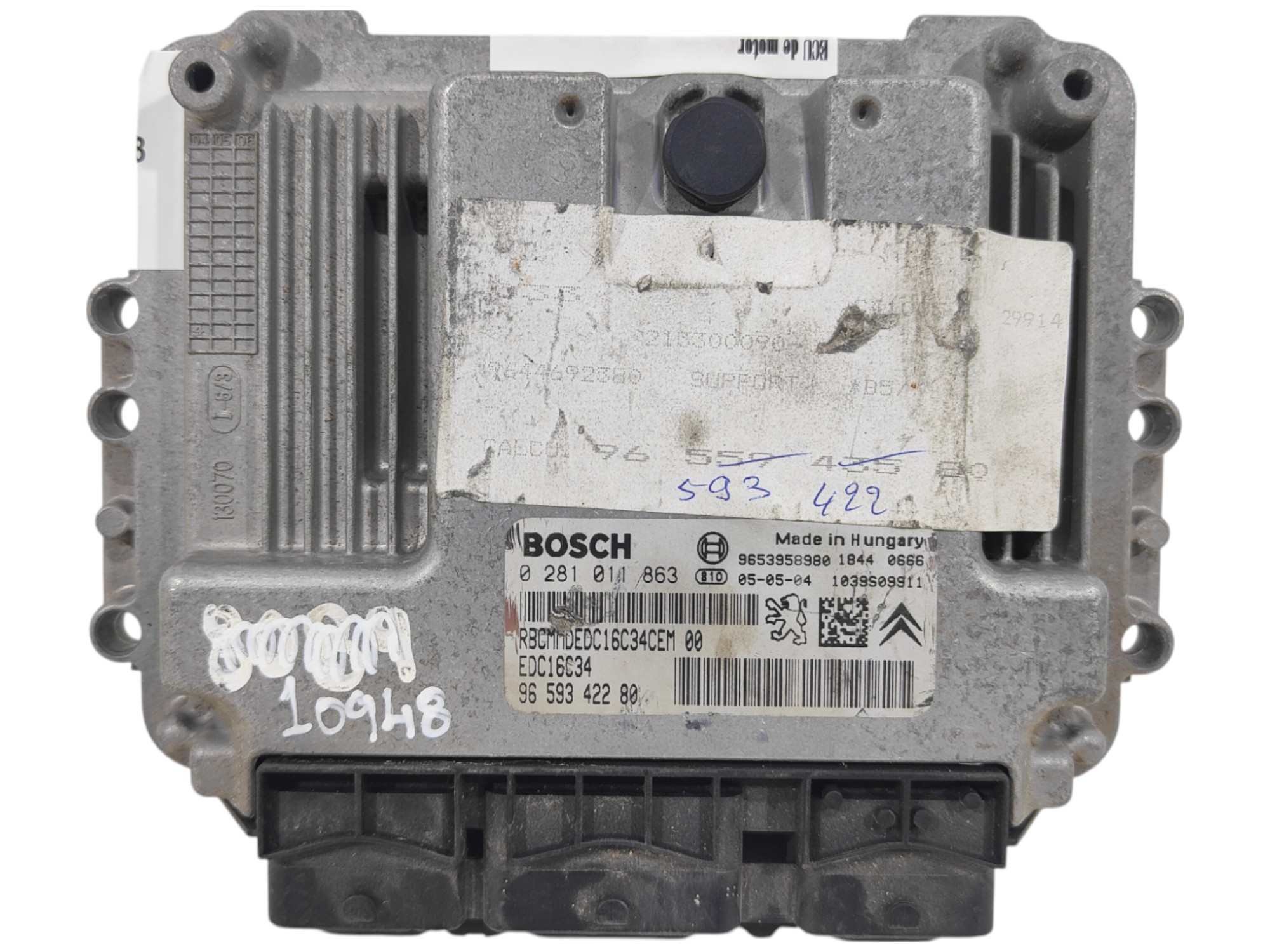 ECU de motor Citroen Bosch 0281011863 EDC16C34-2.10 2005, Ref: 10948-K3B8