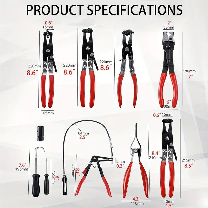 Kit de Pinzas para Abrazaderas Automotrices en Valija