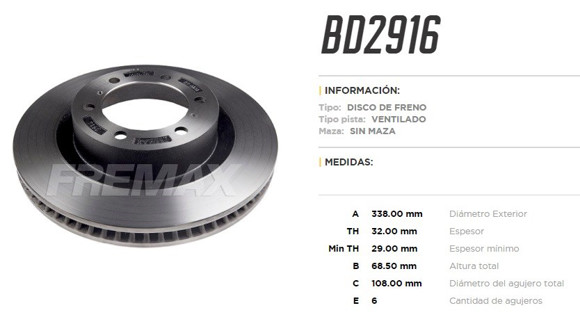 DISCO DE FRENO DEL. TOYOTA 4 RUNNER 2.7-4.0 2010 (VENTILADO)