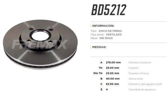 DISCO DE FRENO FORD ECOSPORT 2012- 4X2 4X4