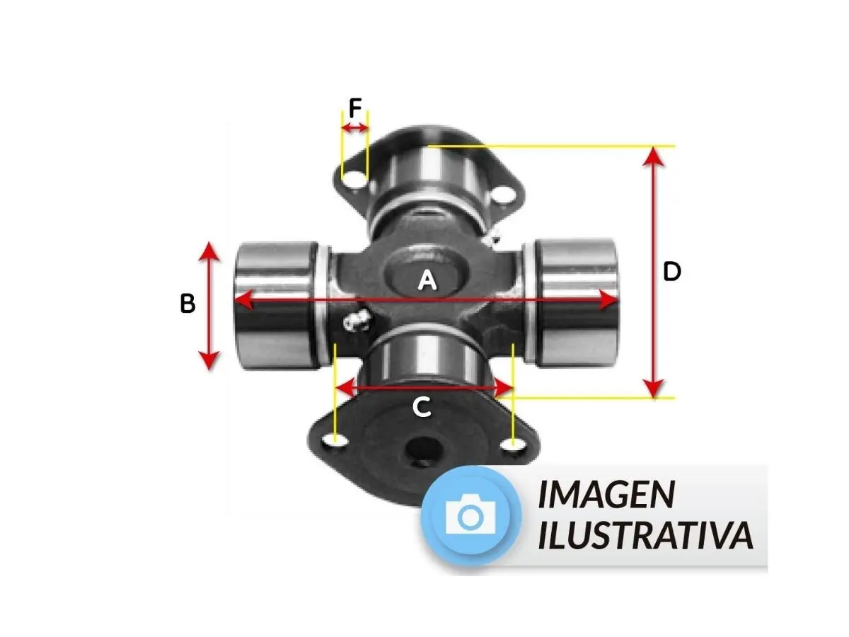 CRUCETA Dado y Plato A:134.8 B:47.6mm C:59mm D:134.8mm F:5/16
