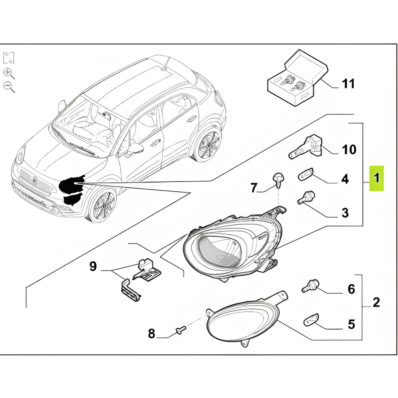 SEMIOPTICA SUPERIOR DER. LED C/LUPA (1&ordf; FASE) -ORIGINAL