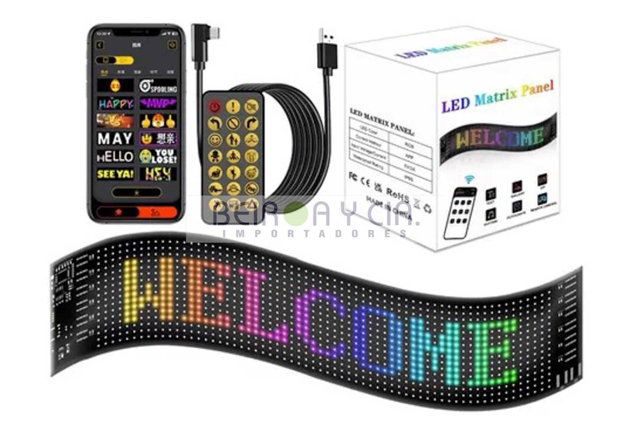 PANEL LED PROGRAM. FLEX 5V C/REMO + APP 60cm x 12cm