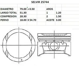 PISTONES 79mm DAEWOO 0.50 16 VALVULAS