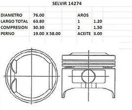 PISTONES  76mm DAIHATSU 1300  STD EUROSUN