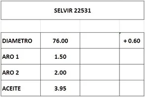 Juego de aros de pistón cromados para motor 1.3L, diámetro 76.0mm, sobremedida 0.60mm