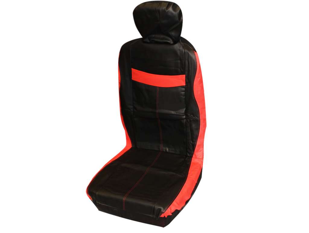 CUBRE ASIENTO UNIV. NEGRO/ROJO COMPLETO ECOCUERO