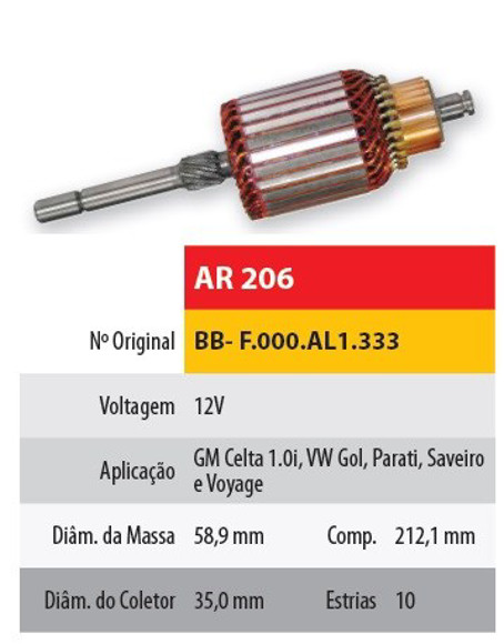 INDUCIDO 12V ARRANQUE CHEVROLET CORSA (212,1X58,9X10X35)