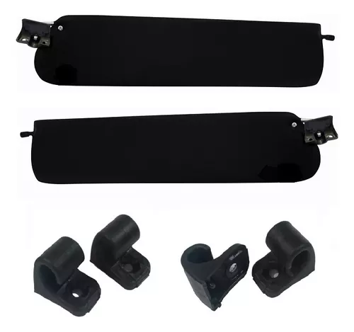 Kit Par Visera Solar Ford F-1000 Hasta 1992 Negro + Soporte