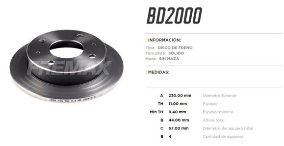 DISCO FRENO DEL HYUNDAI ATOS 1.0 230MM