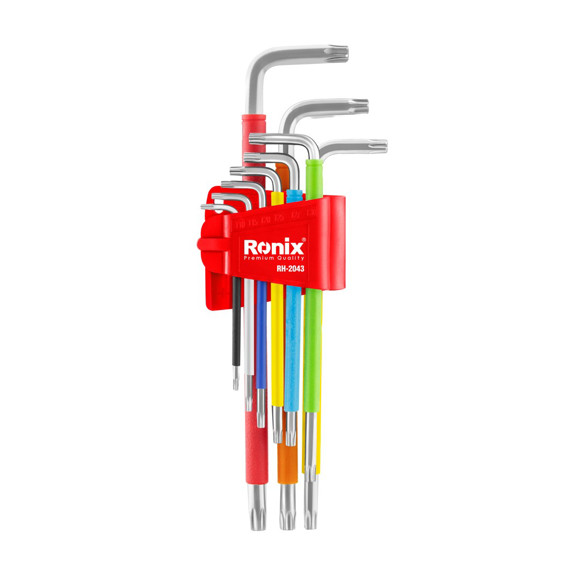 JUEGO DE 9 LLAVES TORX EXTRA LARGO MULTICOLOR