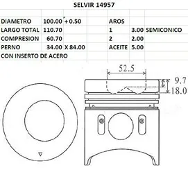 PISTONES 100mm MITSUBISHI 4D31T 0.50
