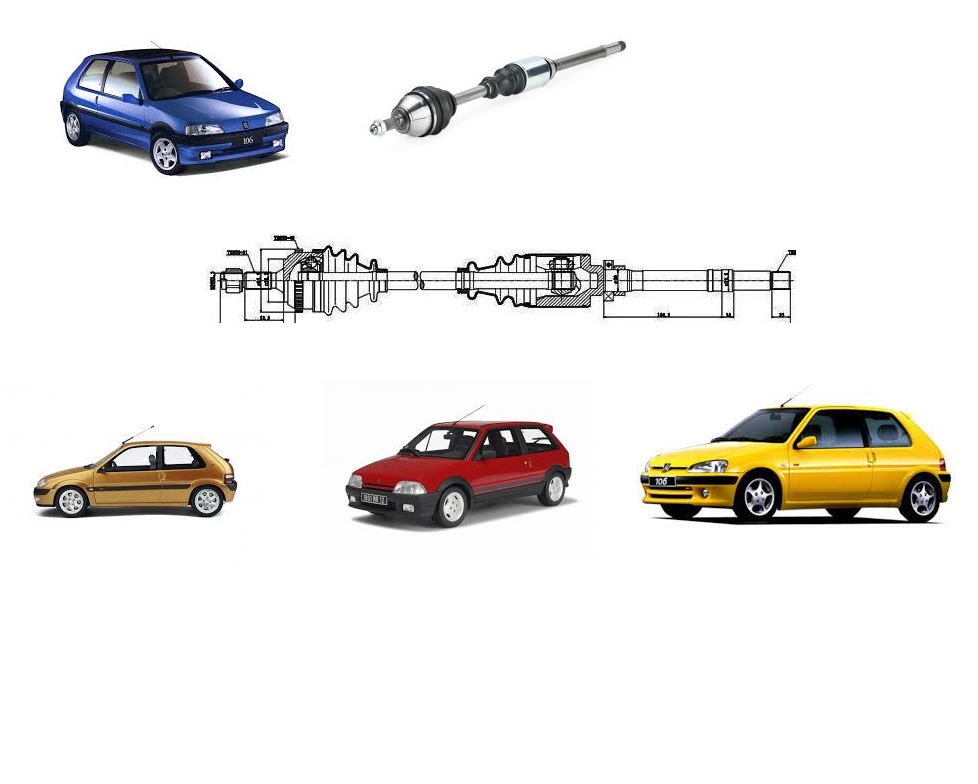 SEMIEJE PEUGEOT CITROEN SAXO VTS/AX GTI/PEUGEOT 106 S16 CON RULEMAN AL MEDIO LADO DERECHO [ENERTEK]