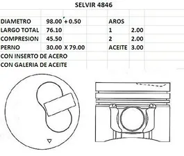 PISTONES 98mm KIA 3000 0.50