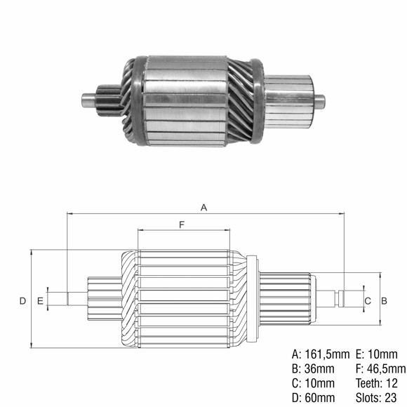 INDUCIDO 12V DELCO REMY 29MT (10515833) (161,6X60,2X12X36)