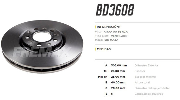 DISCO DE FRENO JEEP RENEGADE 1.8/2.0 FIAT TORO 1.8/2.0/2.4