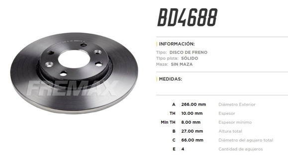 DISCO DE FRENO DEL CITROEN BX 1982-1995 PEUGEOT 405 1987-96