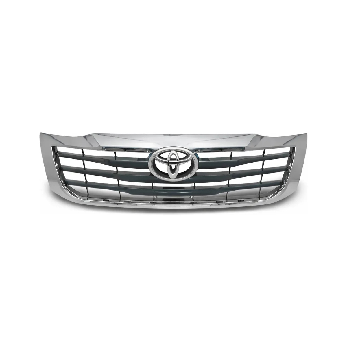Parrilla delantera Toyota Hilux gris con marco cromado