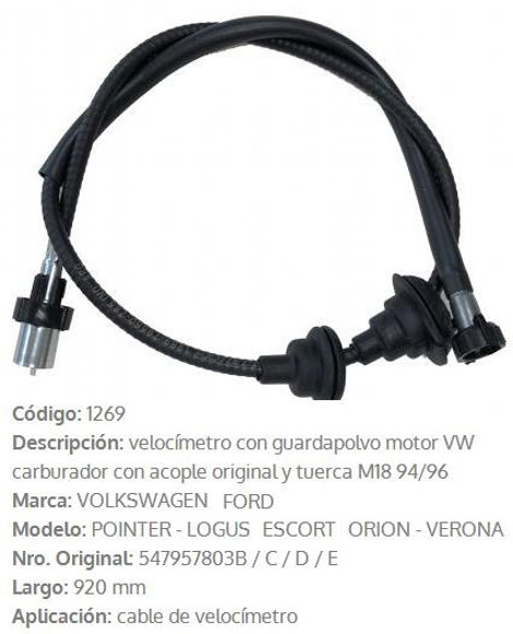 CABLE CUENTA KILOMETRO FORD ESCORT/VERONA/VW POINTER/LOGUS