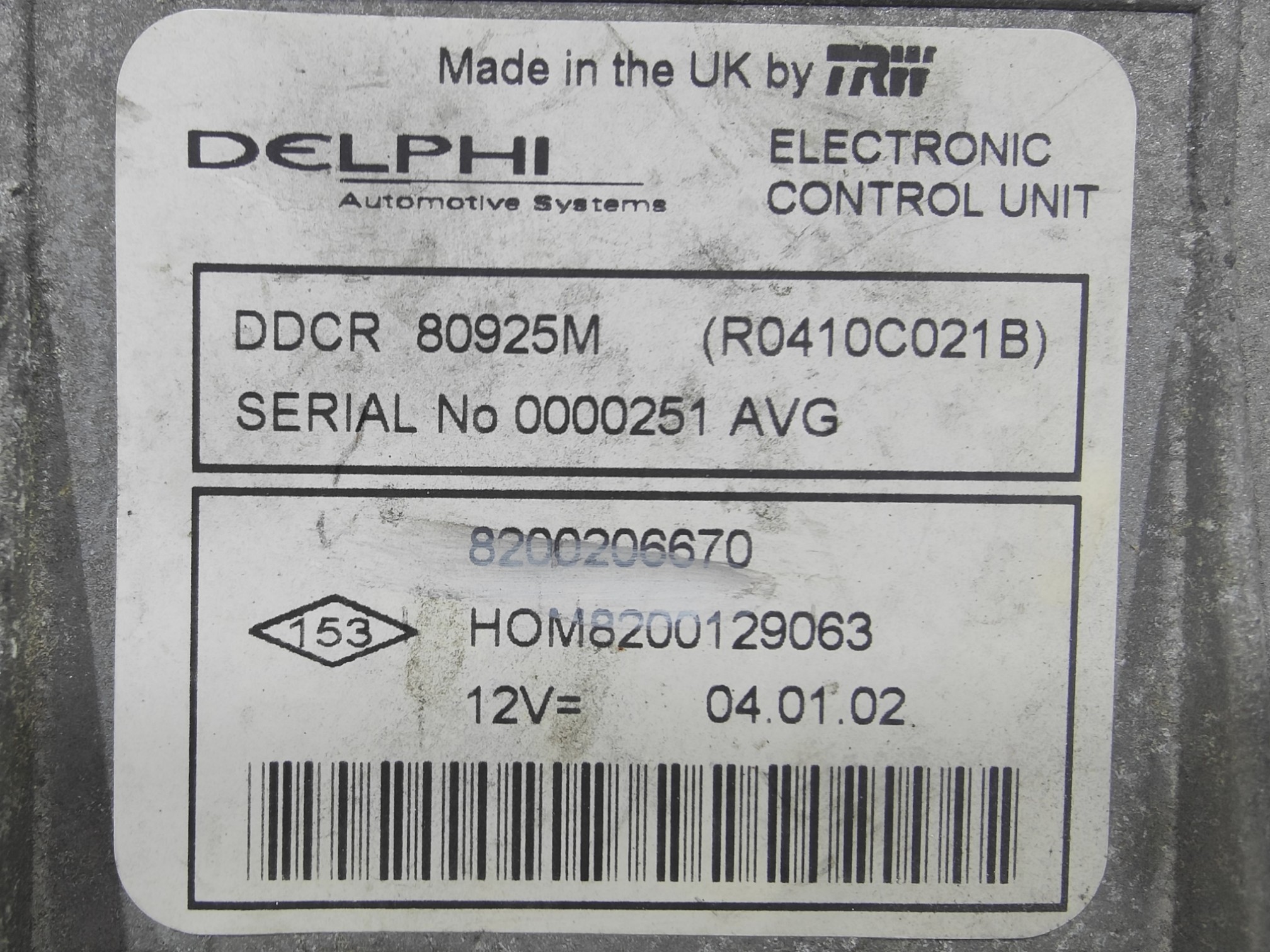 ECU de motor Renault Clio II 1.5 dCi 2002, Ref: 8301-K3B8