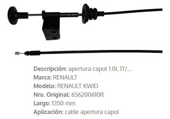 CABLE APERTURA DE CAPOT RENAULT KWID 1350MM