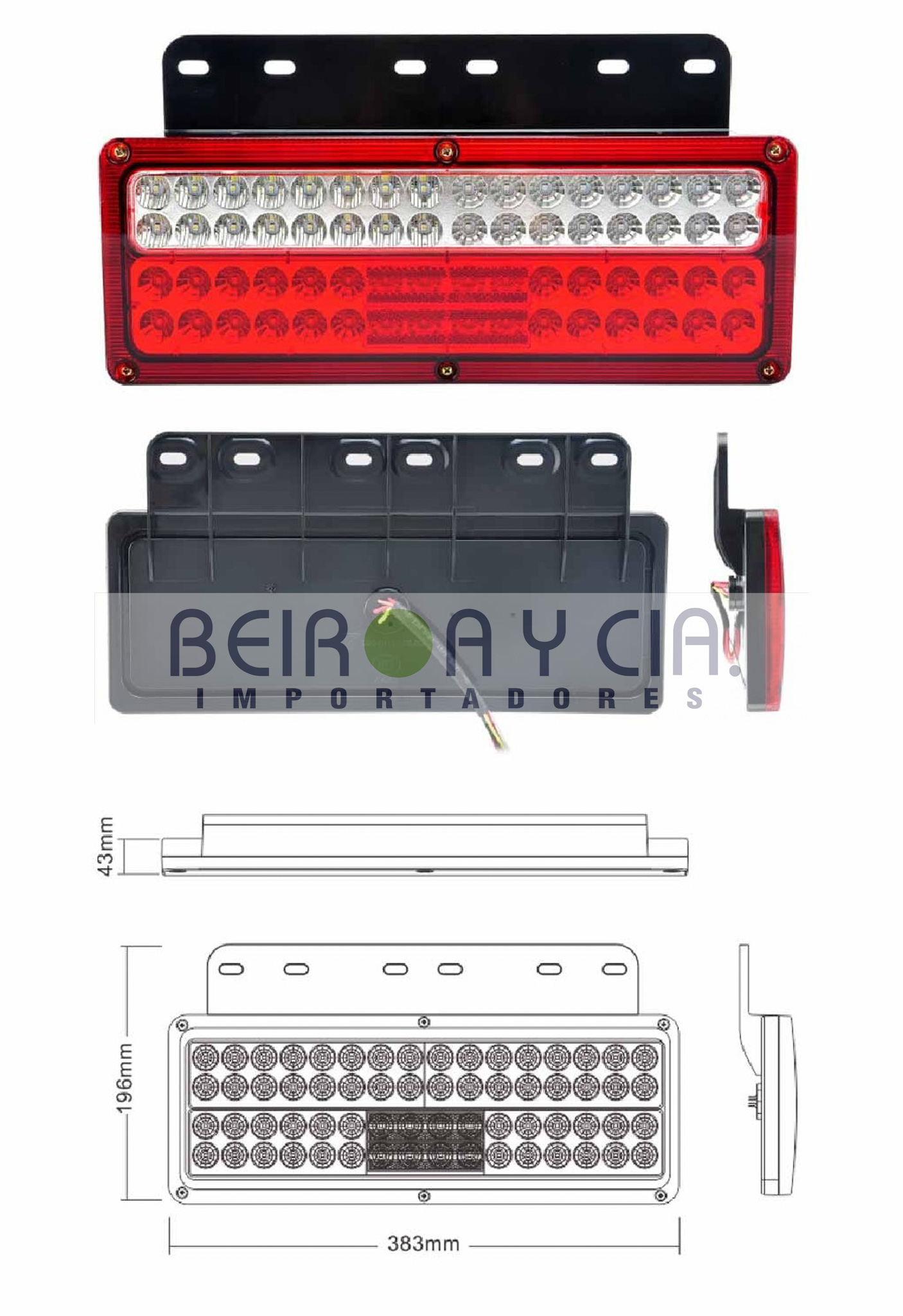 FAROL IMP. JAC TRAS. RECT. LED EN JUEGO 12V/24V