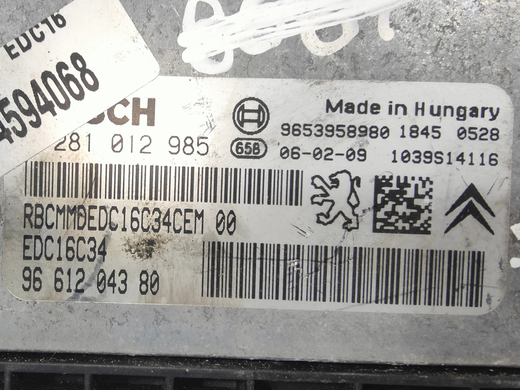 ECU de motor Citroen C4 1.6 HDI 2006, Ref: 10843-K3A6
