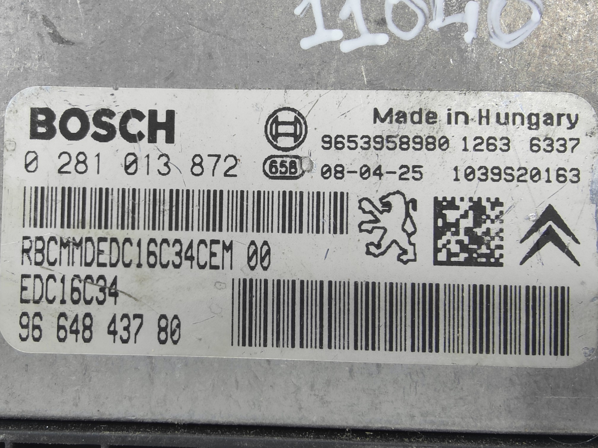 ECU de motor Peugeot Citroen 1.6 HDI 2008, Ref: 11040-K3C10