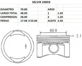 PISTONES  70.80mm FIAT FIRE 1.3 N 8V  STD
