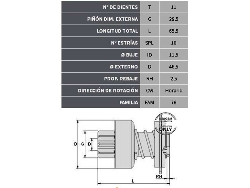 Impulsor de arranque (Bendix) para motores Diesel