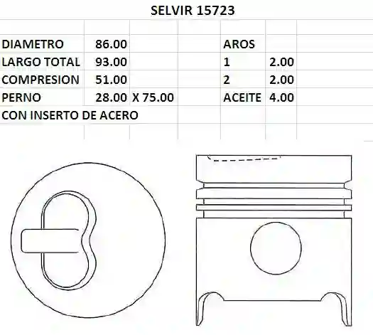 Juego de pistones de motor estándar de 86mm