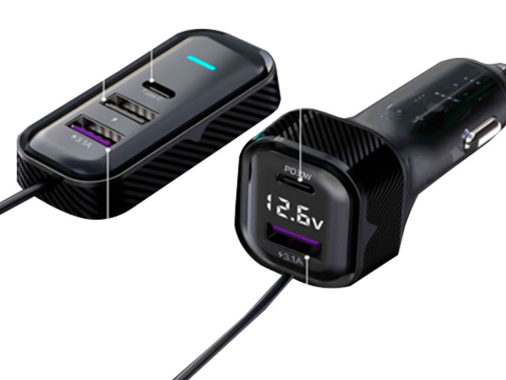 CARGADOR USB UNIV. DOBLE 12/24 3.1AMP C/ALARGE P/PARTE TRASERA