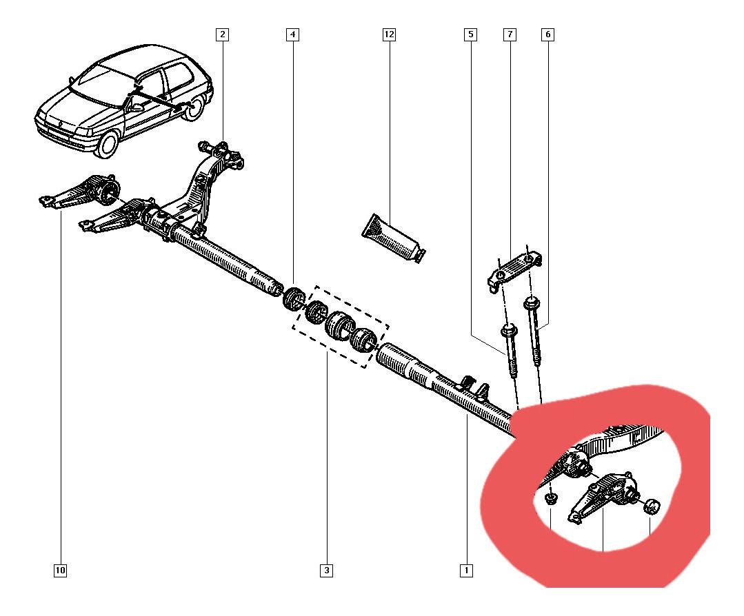 Soporte Suspensión Renault Clio I Trasera Izquierdo