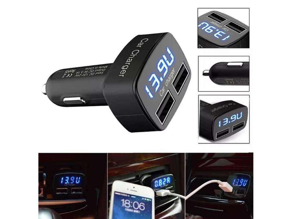 INSTRUMENTO VOLTIMETRO UNIV. ENCENDEDOR/AMPERIMETRO/TERMOMETRO C/USB
