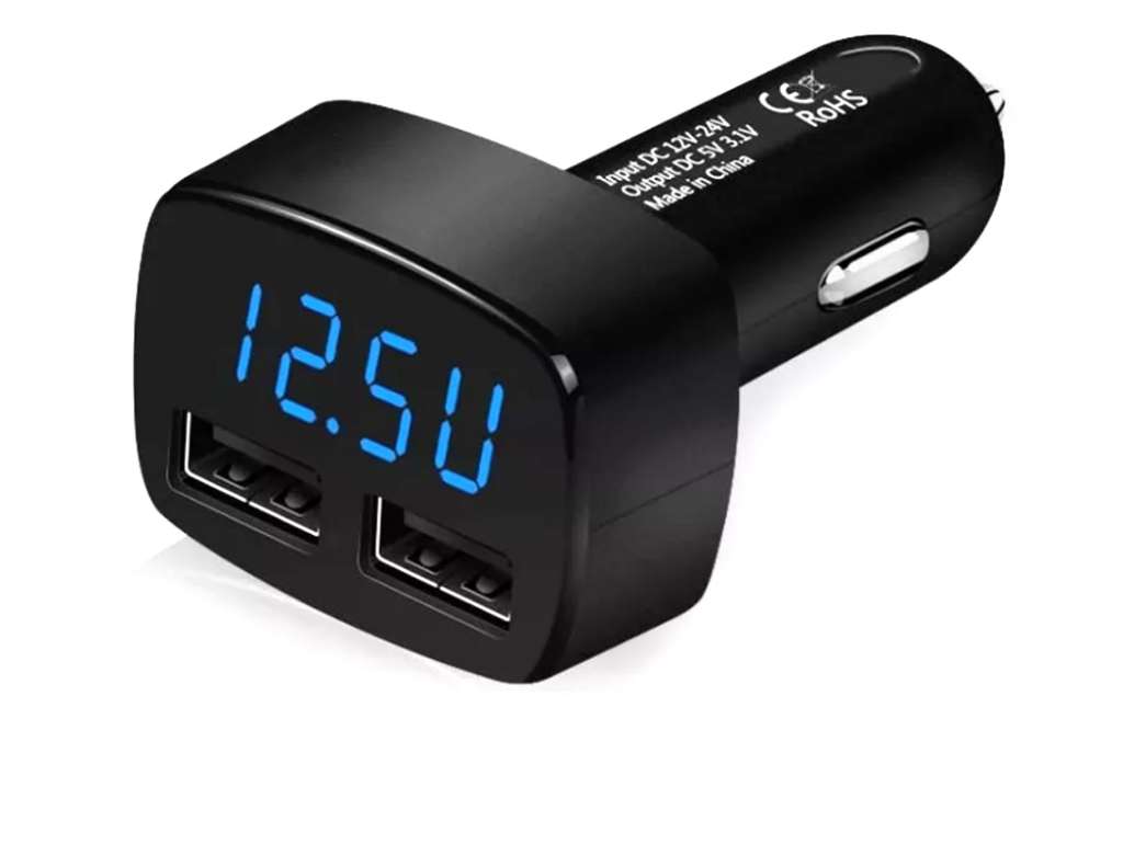INSTRUMENTO VOLTIMETRO UNIV. ENCENDEDOR/AMPERIMETRO/TERMOMETRO C/USB