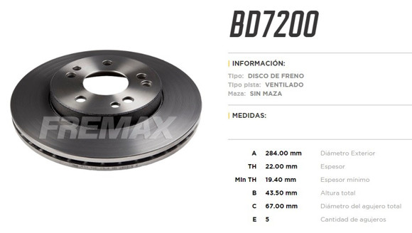DISCO DE FRENO MERCEDES BENZ 300/E300 TD 1986- (W124)