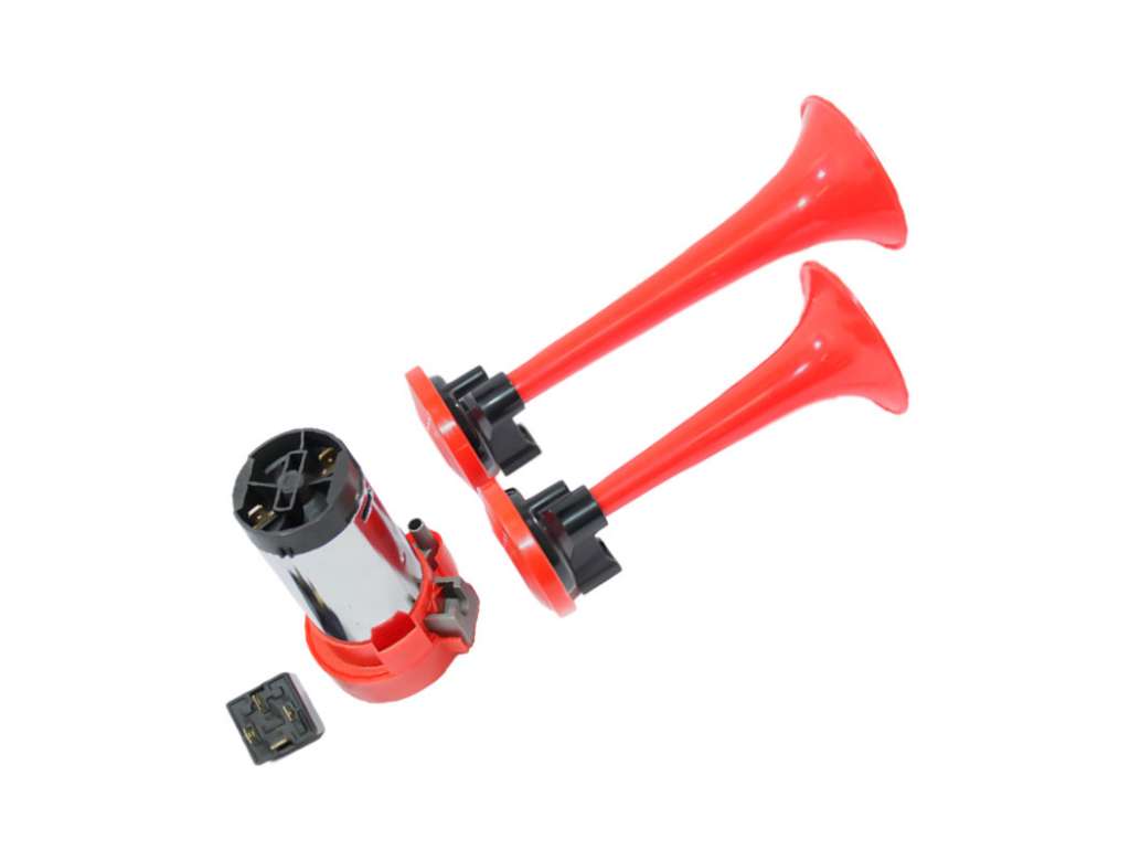 BOCINA COMPRESOR UNIV. 12V. 2 CORNETAS C/COMPRESOR