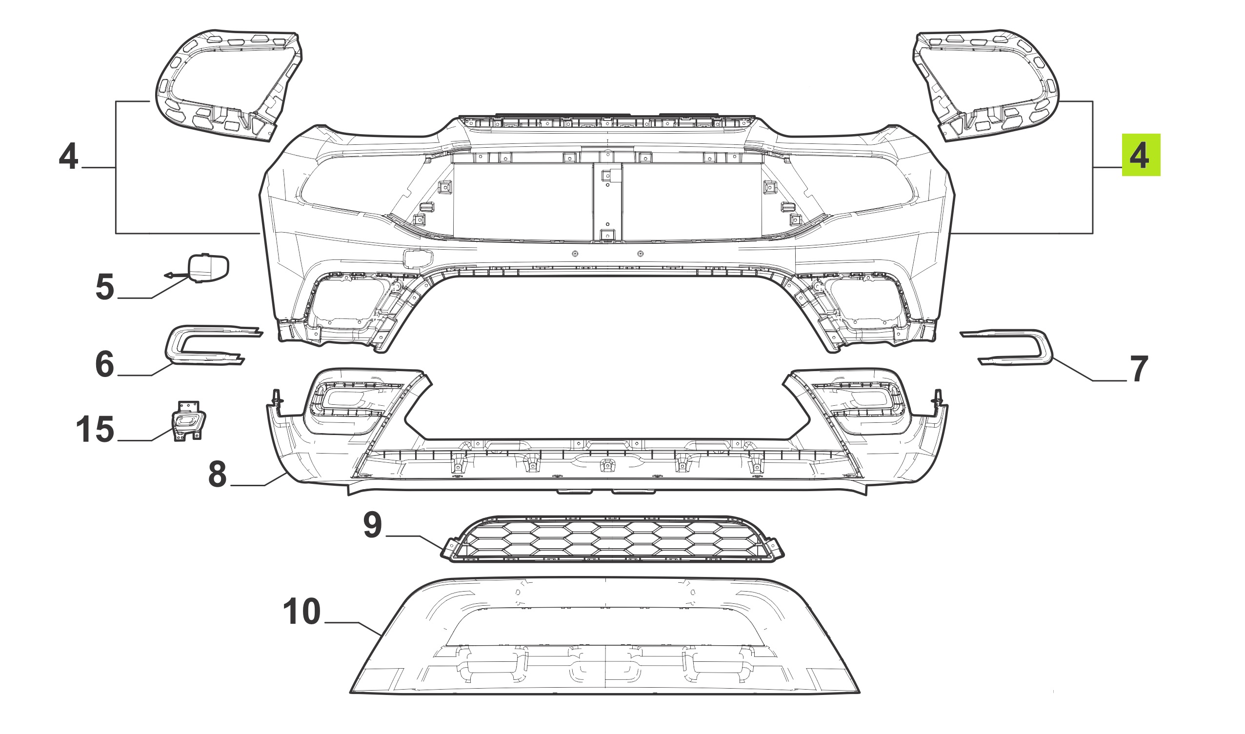 PARAGOLPE DELT. SUPERIOR C/SENSOR -ORIGINAL