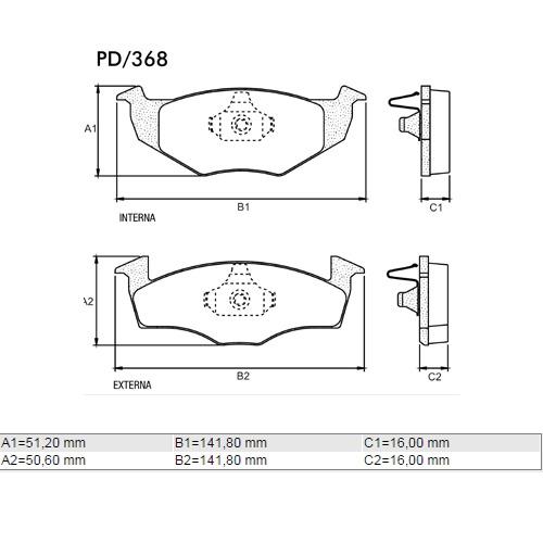 JGO. PASTILLAS FRENO VW POLO 96...01 CORDOBA 98...02 DISCO VENTILADO (15MM) 141X50X16.00MM