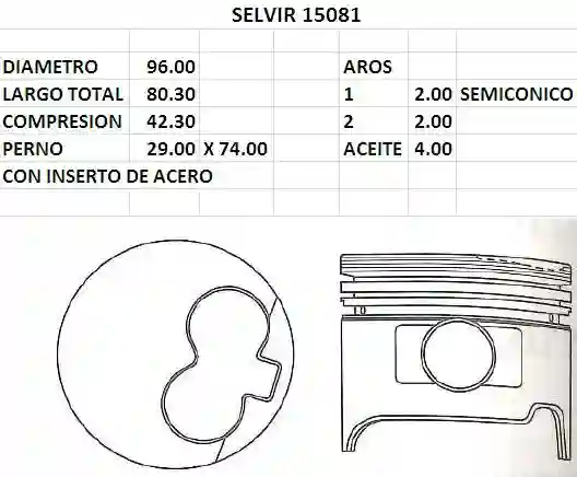 PISTONES 96mm TOYOTA HILUX 2.8 D (3 L) STD EURO