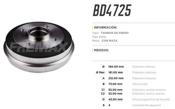 CAMPANA DE FRENO PEUGOT 205 1.1/1.4 1983-1994